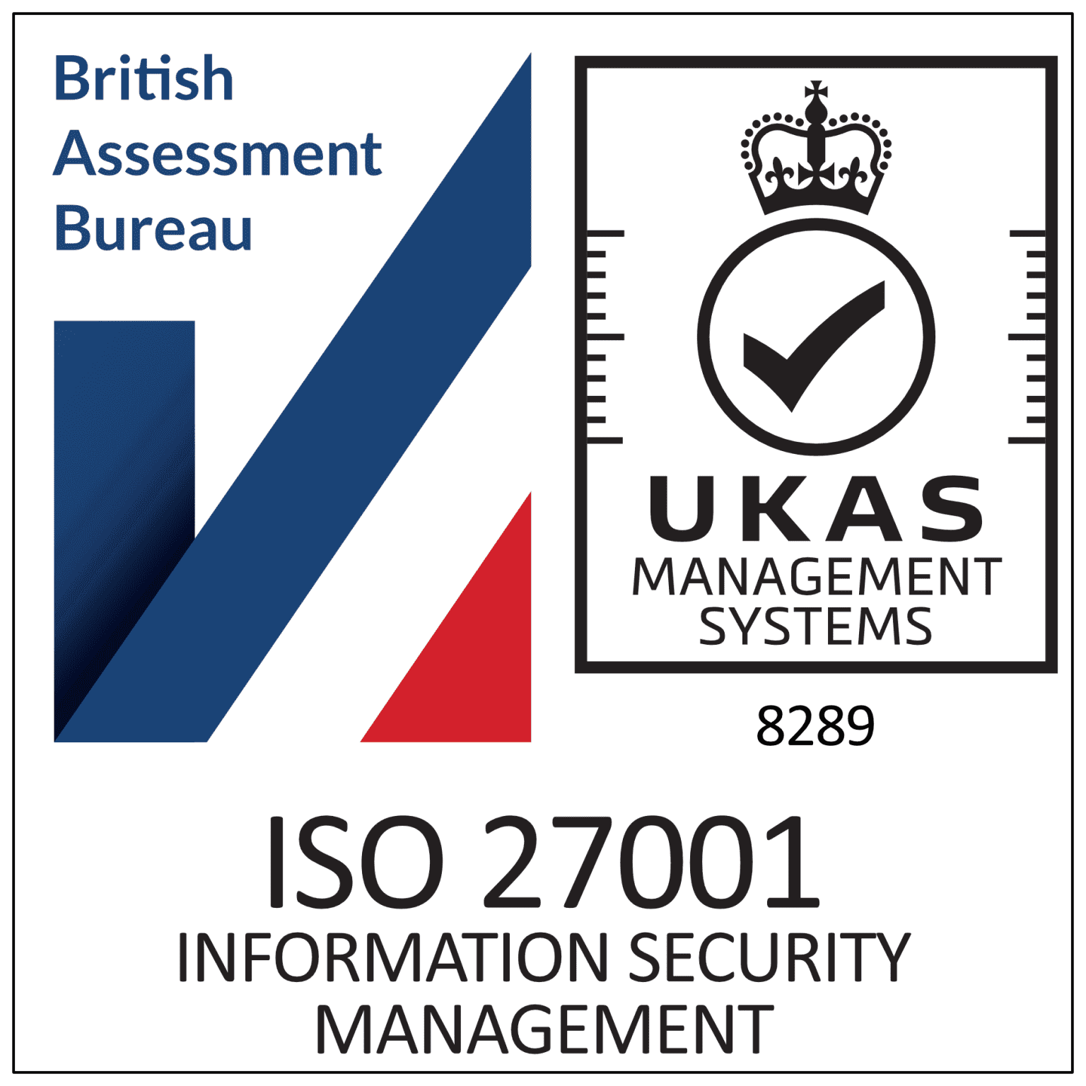 ISO 27001 certification logo.