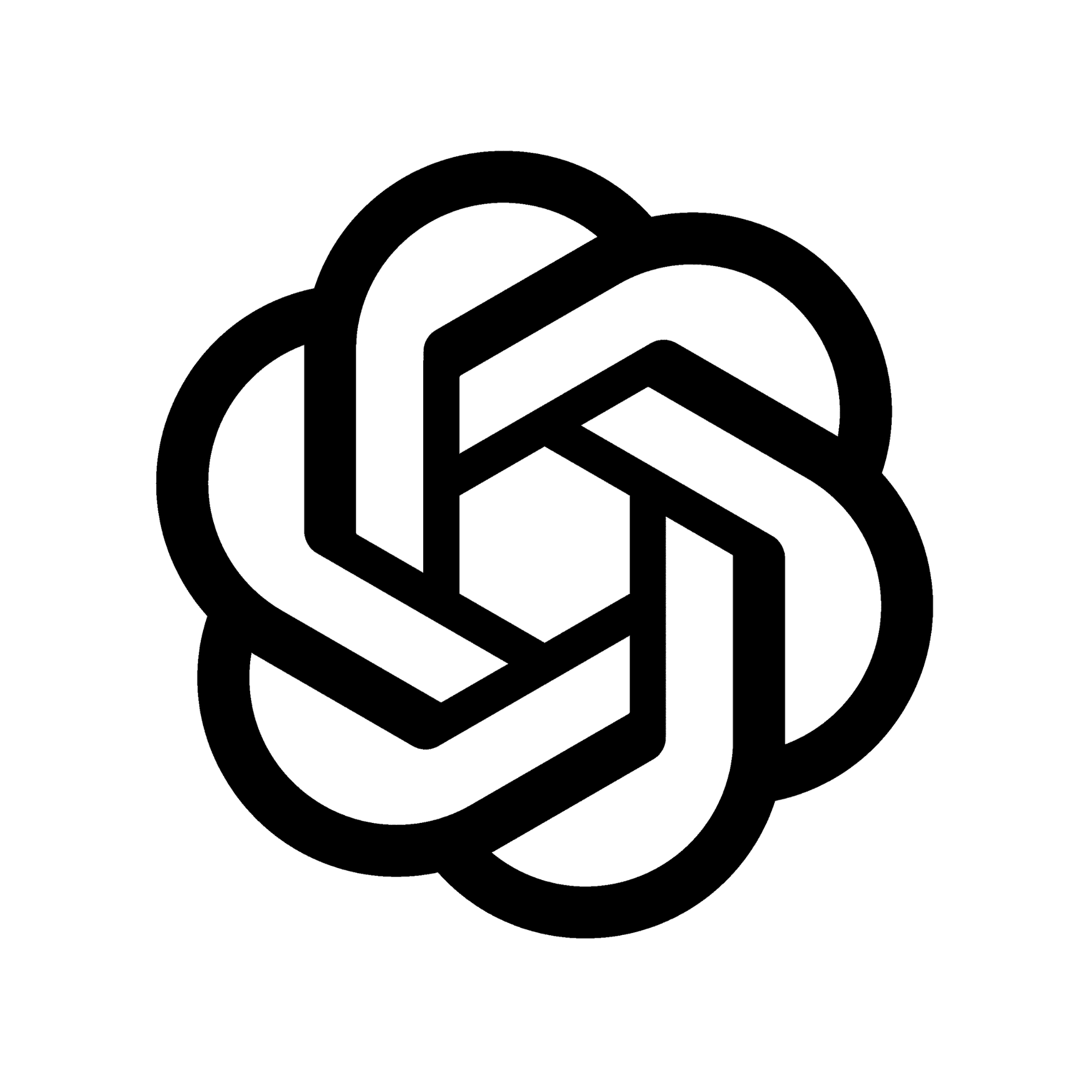 The ChatGPT OpenAI logo in black, featured on the Five Six Studio AI thoughts page.