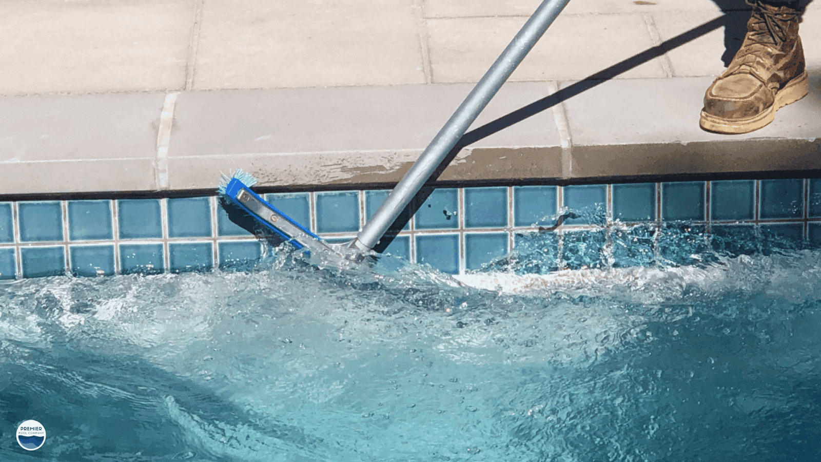 Maintenance comparison between gunite and fiberglass pools showing cleaning differences