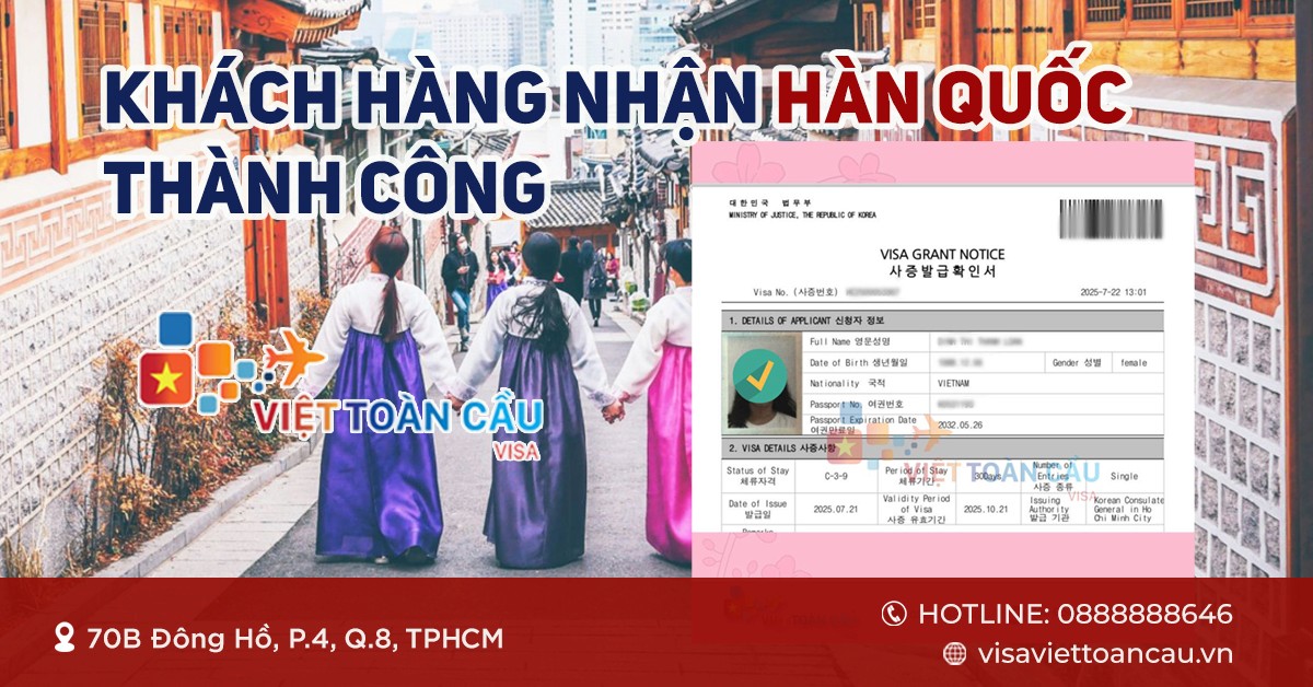 Khách hàng xin visa Hàn Quốc thẩm mỹ thành công