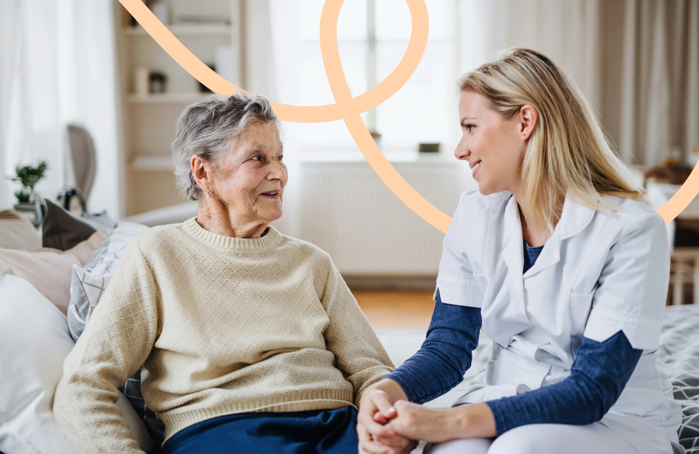 Community nurse visiting older client at home in Brisbane for aged care nursing