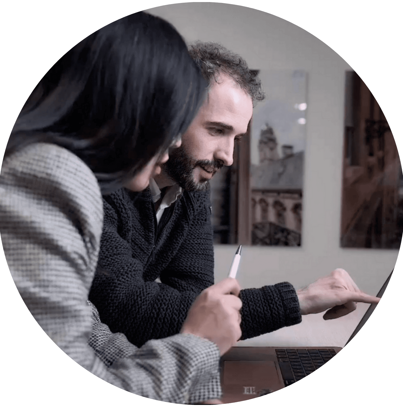 Man and woman discussing books