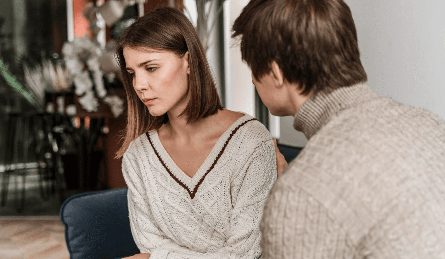 Couple having a difficult conversation, showing relationship tension