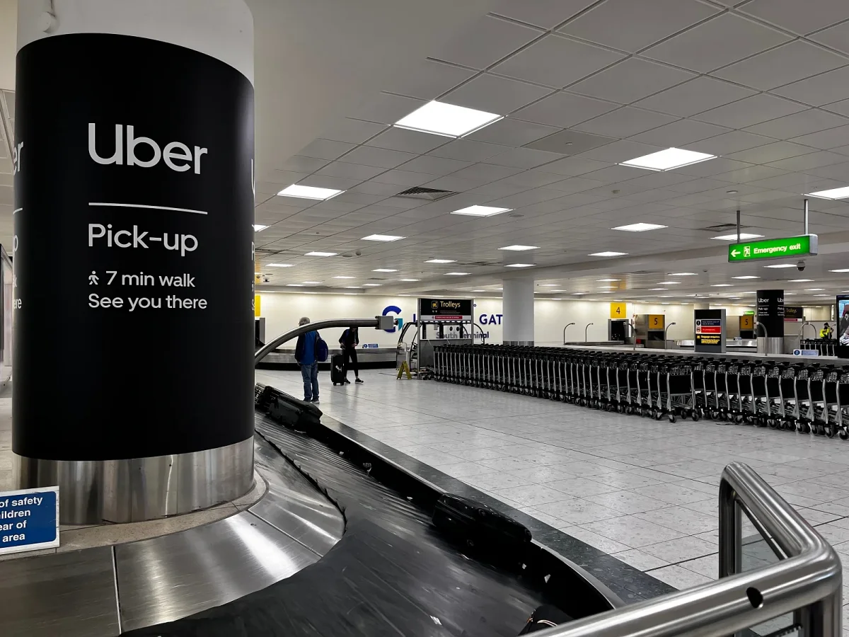 Uber brand sponsorship at London Gatwick arrivals