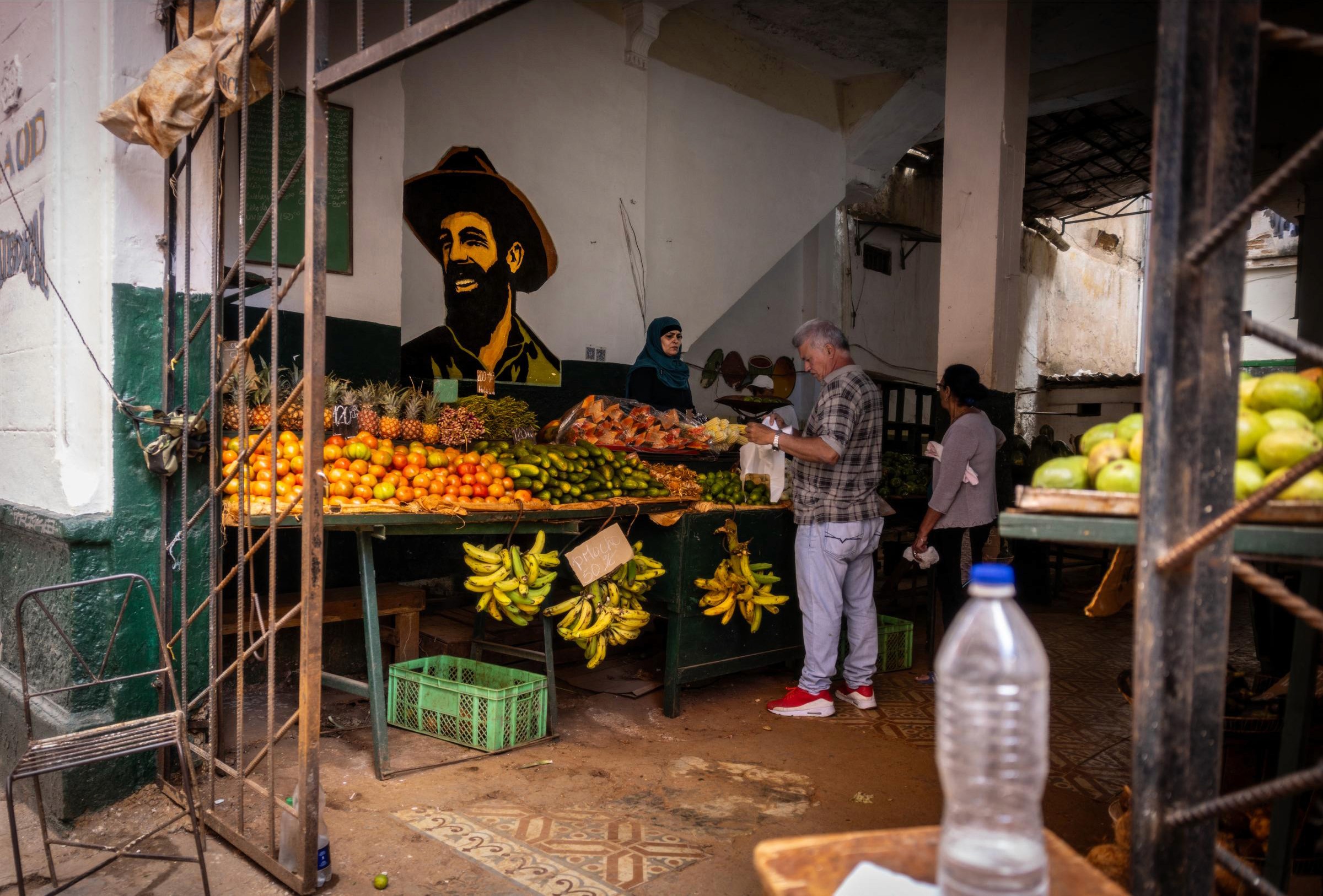 Fruit Market w/ Mural - Havana, Cuba