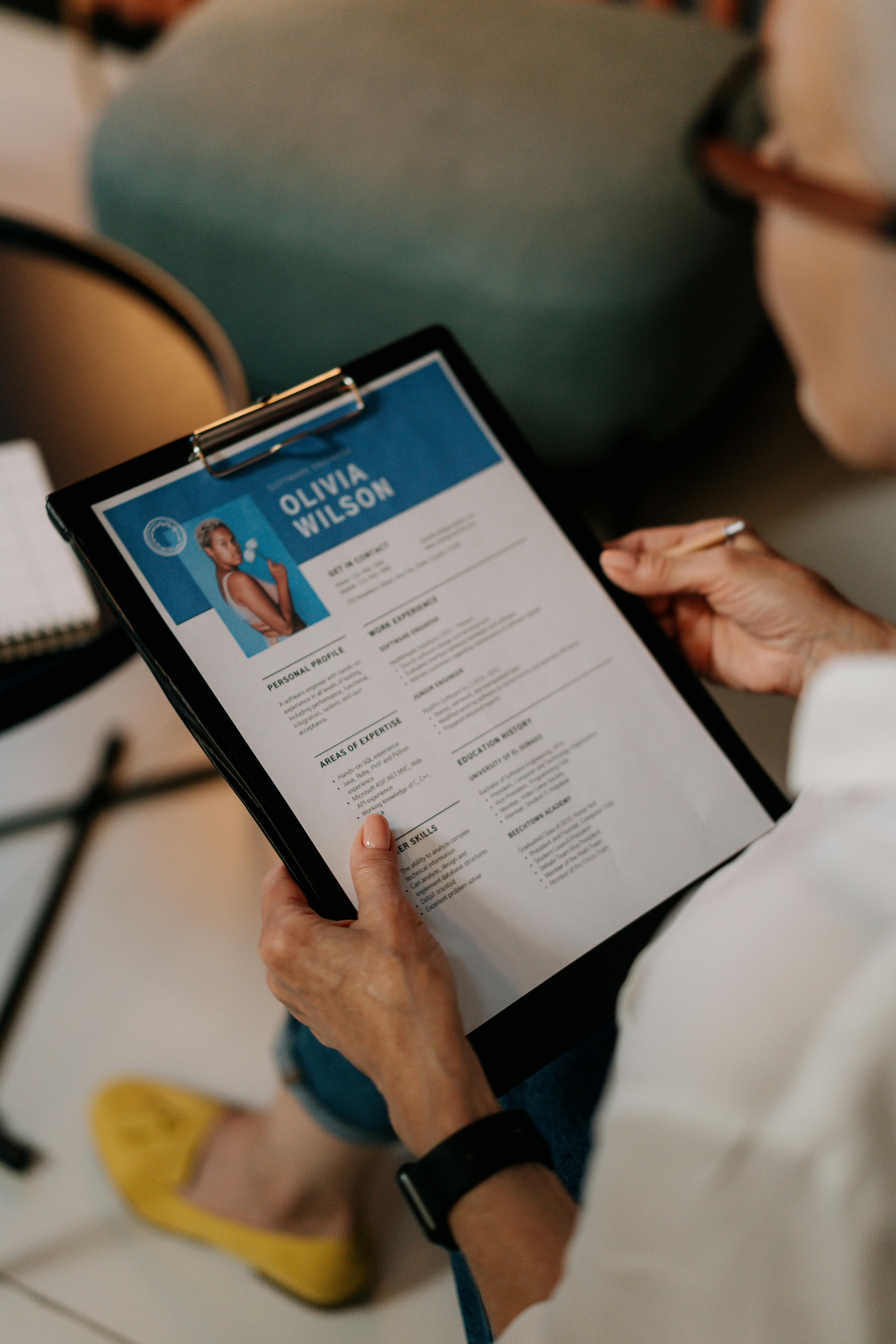 Professional resume template displayed on a desk, showcasing a polished and organized layout for job applications.