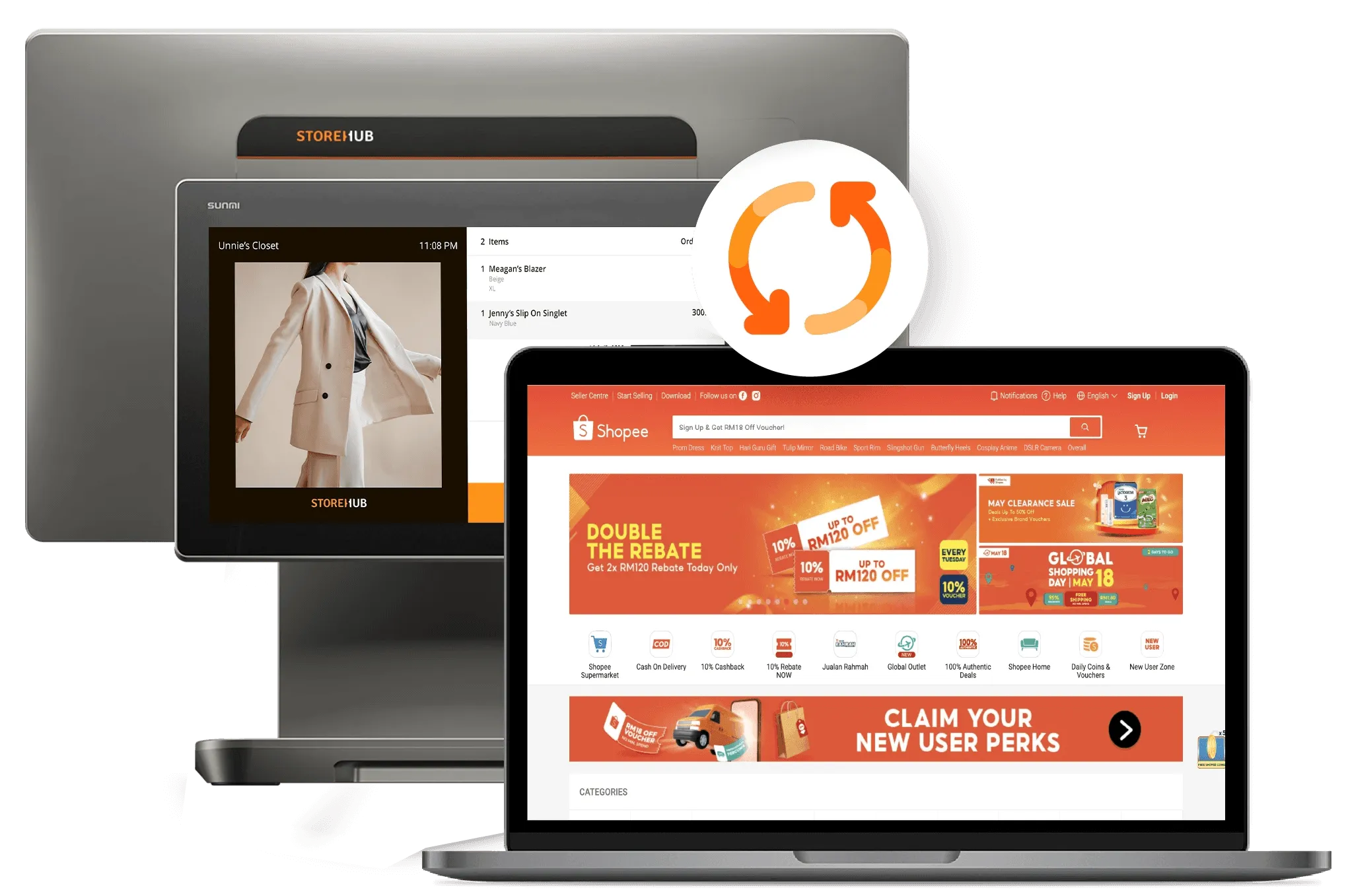 StoreHub syncing inventory across online and offline sales channels.