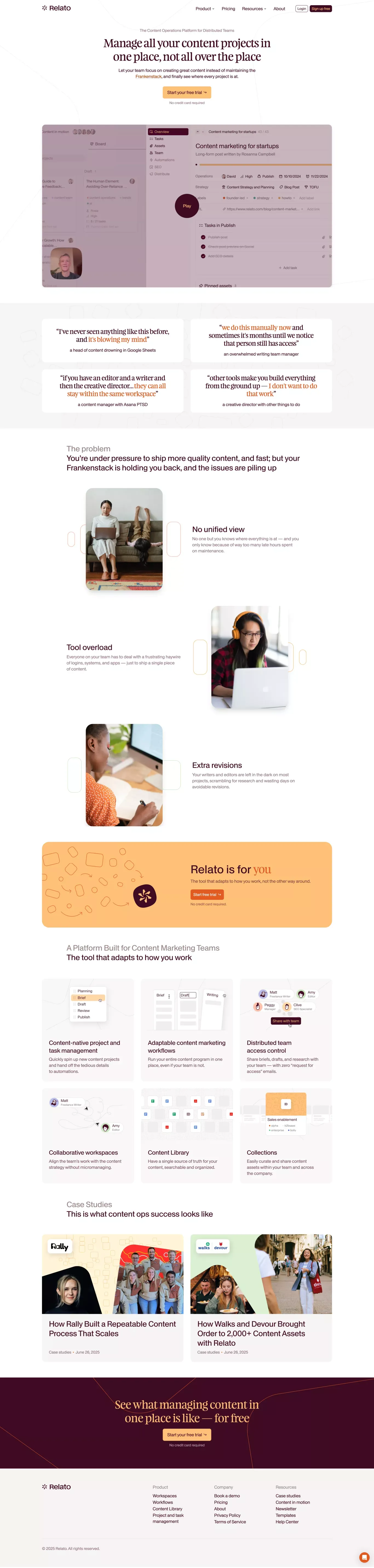 The Content Operations Platform portfolio page screenshot showcasing Marketing and Writing design
