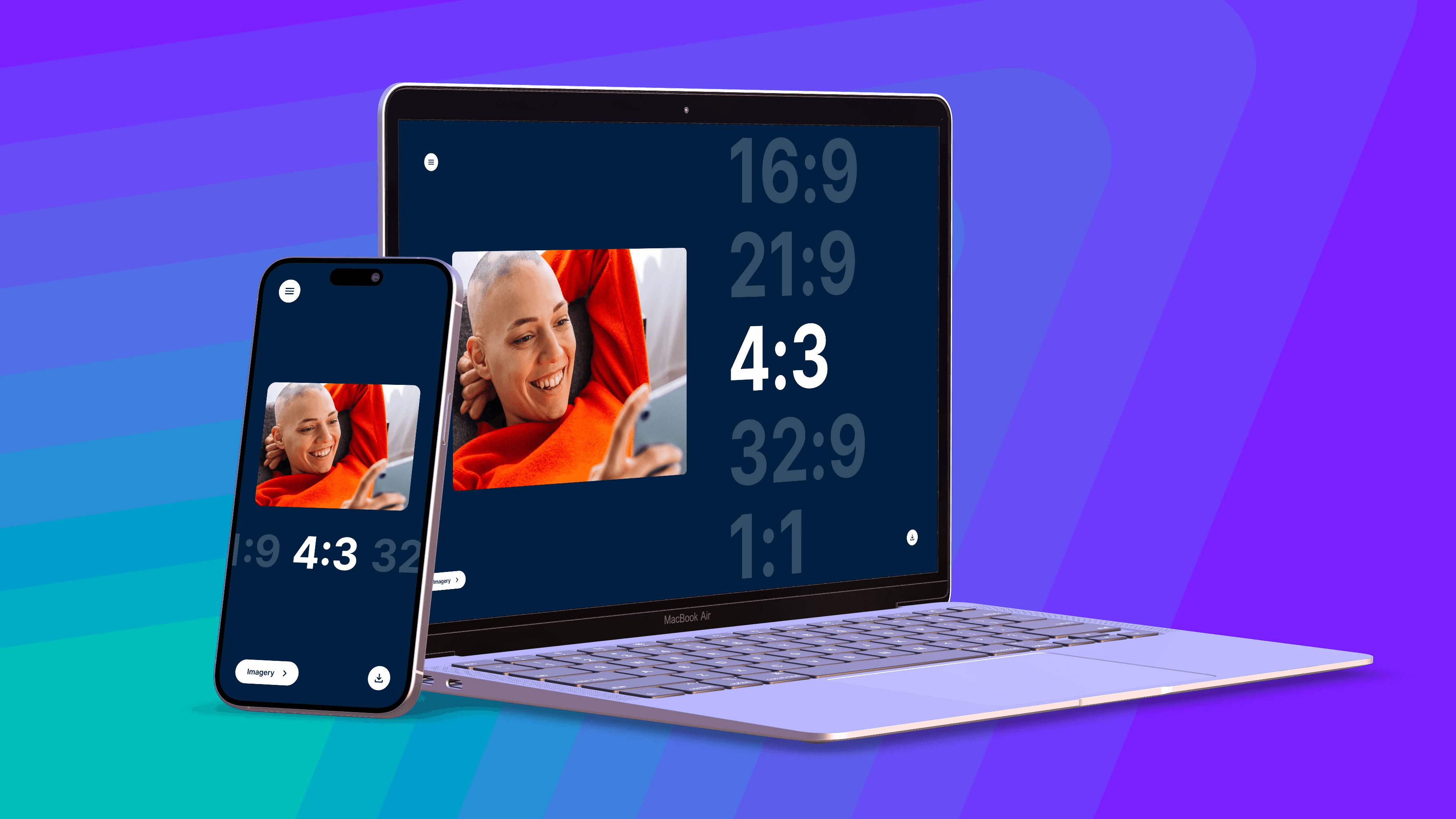 Image of Nielsen brand image ratio interaction on a macbook and iphone with the nielsen motion spectrum in the background