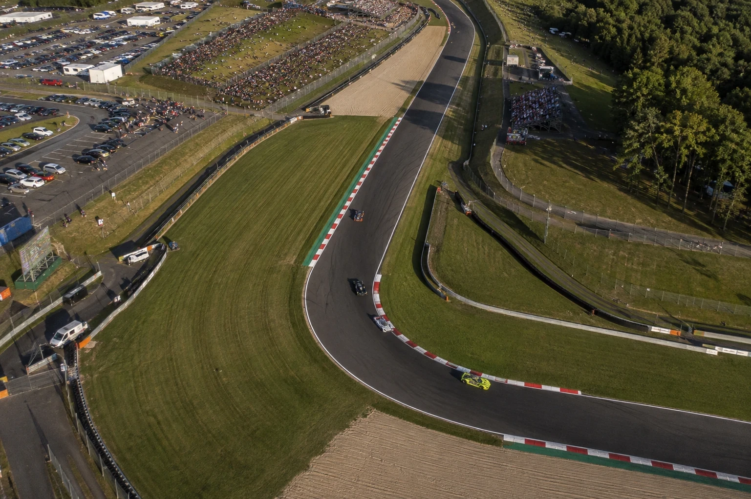 Aerial photograph of a car race circuit
