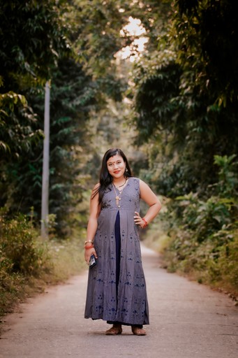 a woman in a dress
