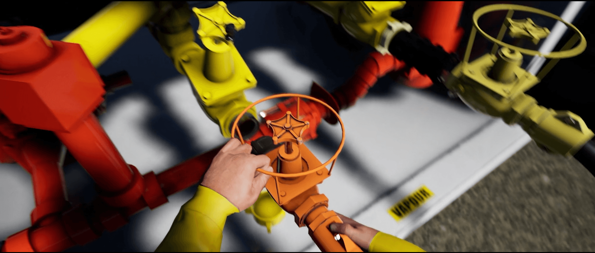 User attaching liquid hose during ammonia transfer in 3d