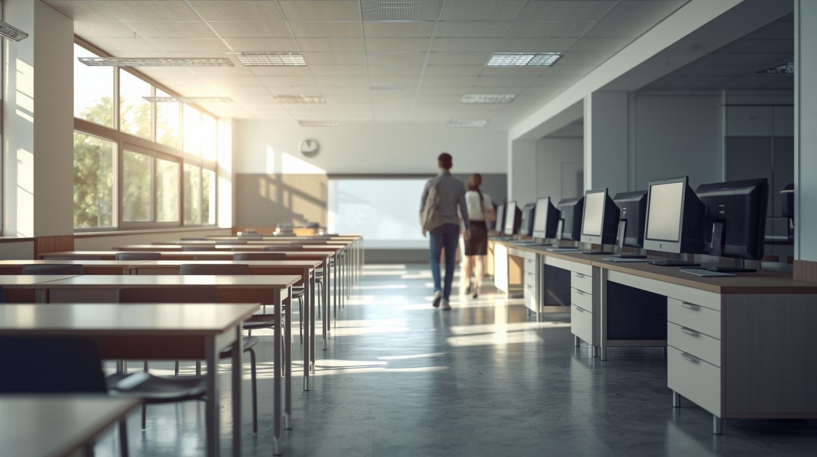 Modern school classroom illustrating asset tracking to prevent equipment loss.