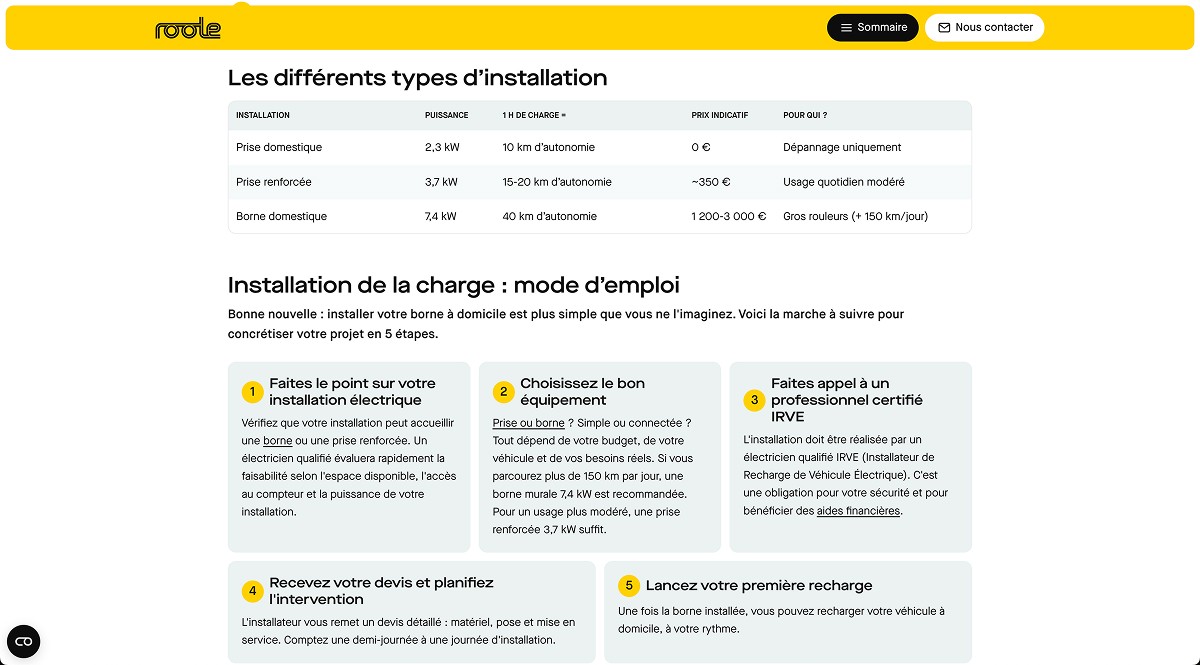 Page du guide de la recharge