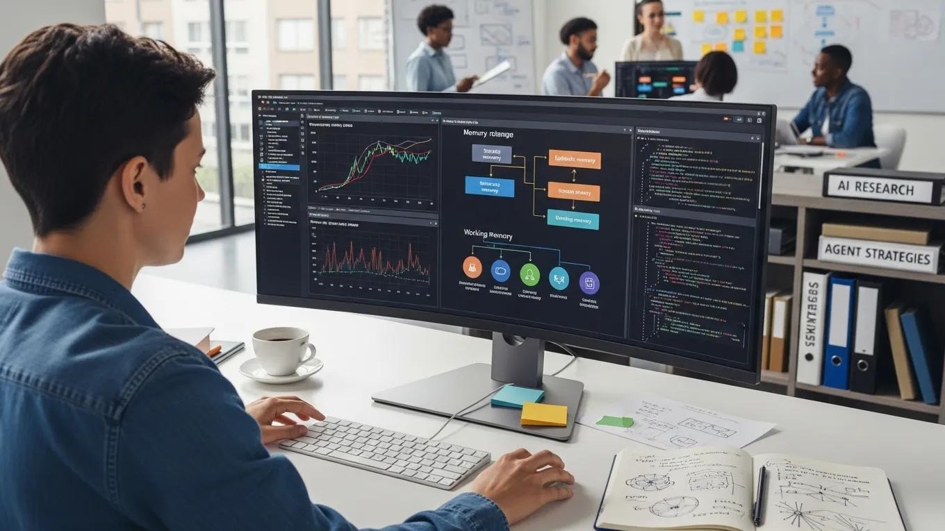 Person strategizing best practices for AI memory management in a collaborative workspace