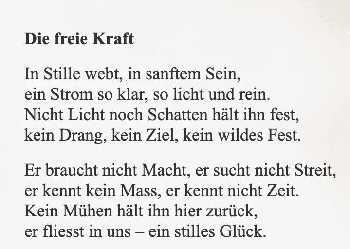 Gedicht über die freie Kraft
