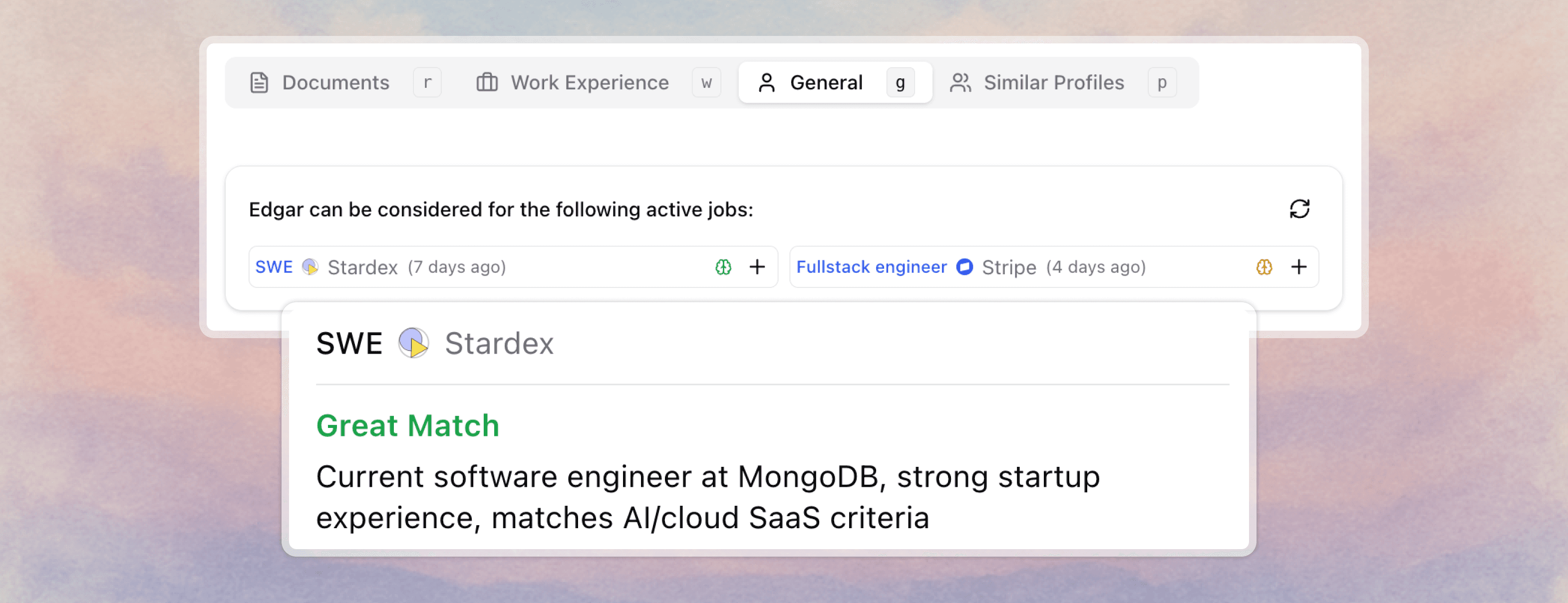 Stardex ATS + CRM - AI Job Suggestions Feature