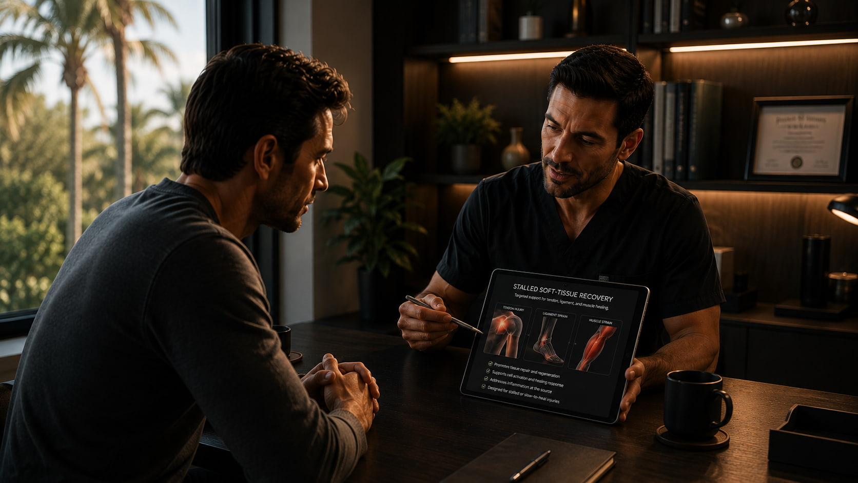 Patient learning about joint pains with a provider