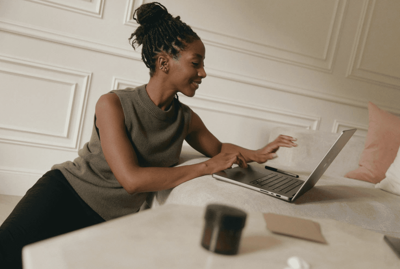 woman looking at a laptop