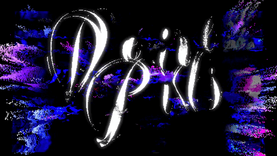 A black and white image of a handrawn logo