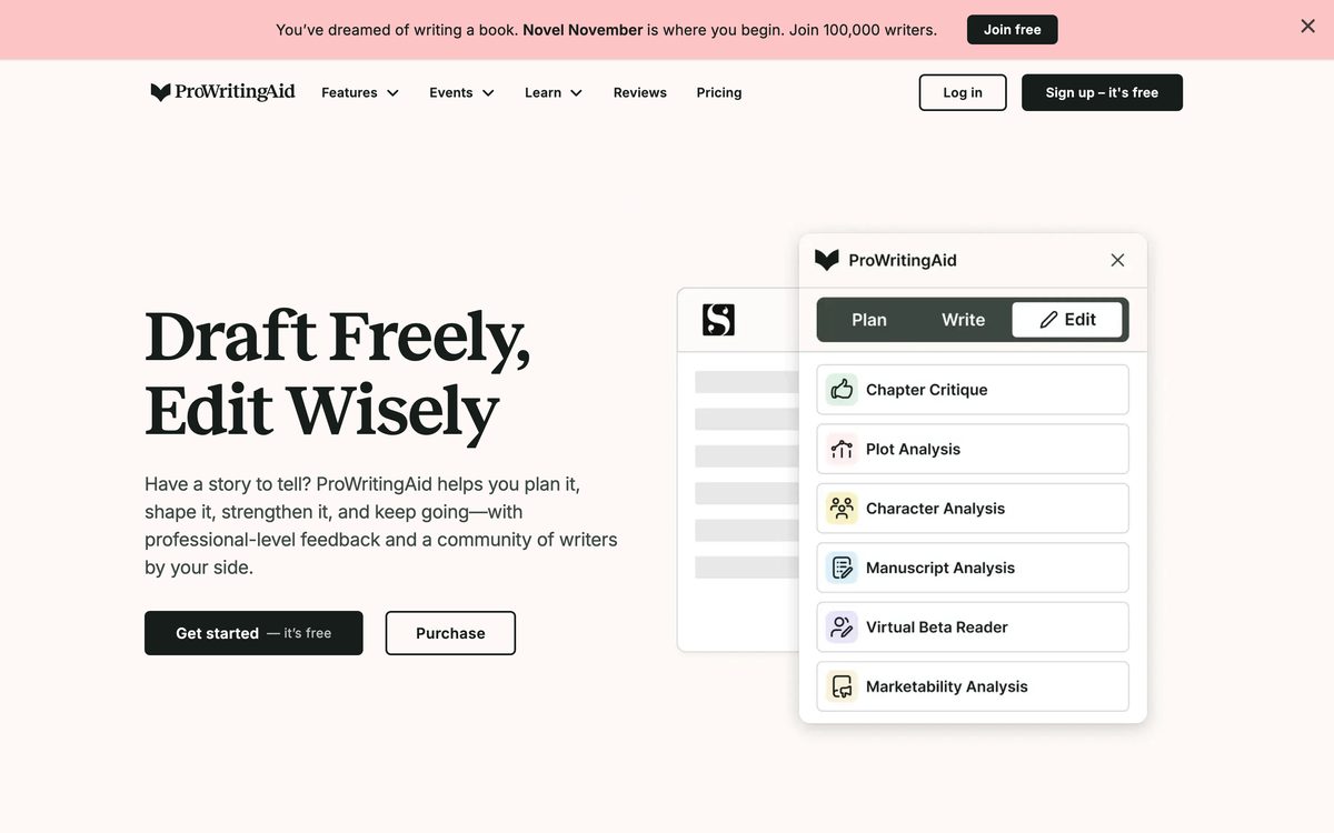 The ProWritingAid home page