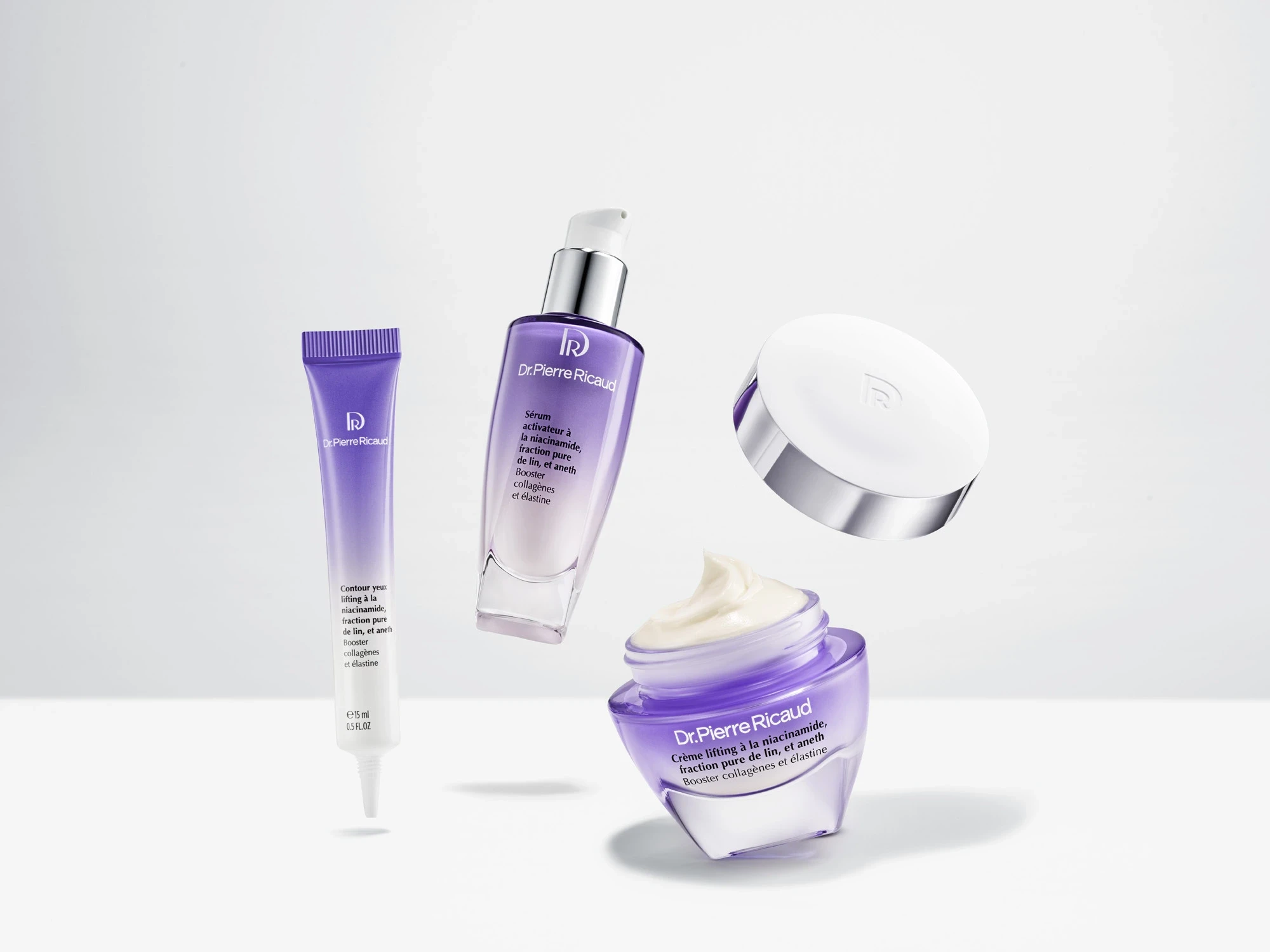 Gamme Crème au Collagène Dr Pierre Ricaud — produits phares sur fond neutre, branding visible