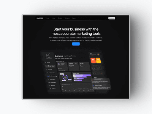 A dark themed minimalistic website template made in framer.
