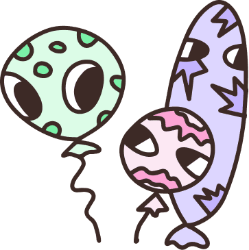 Playful balloon characters illustration used in House branding.