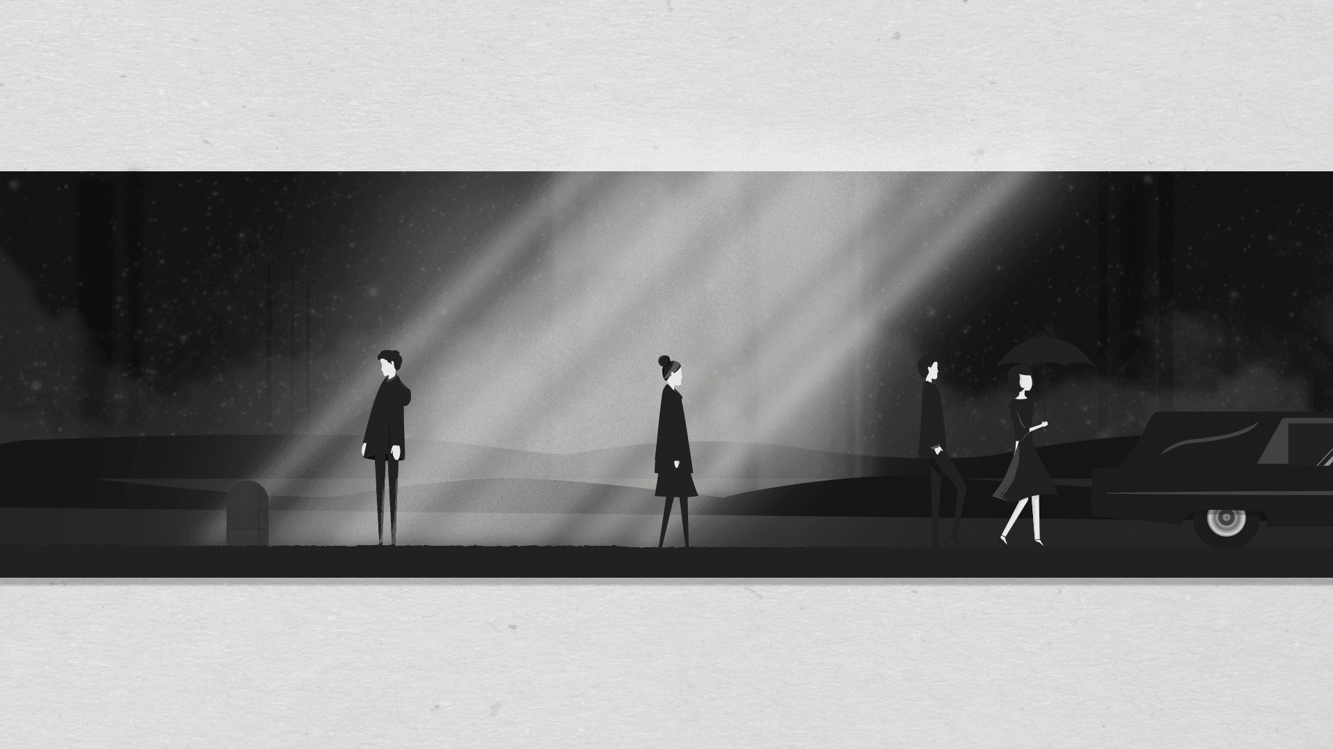 Illustration of a scene of a funeral