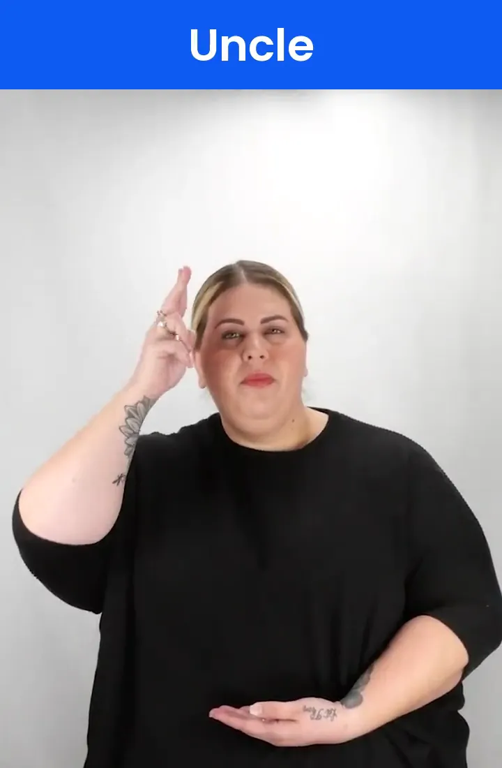 A Deaf signer signs UNCLE in ASL