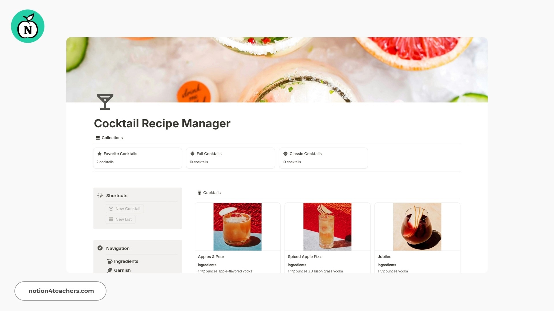 Cocktail Recipe Manager Template