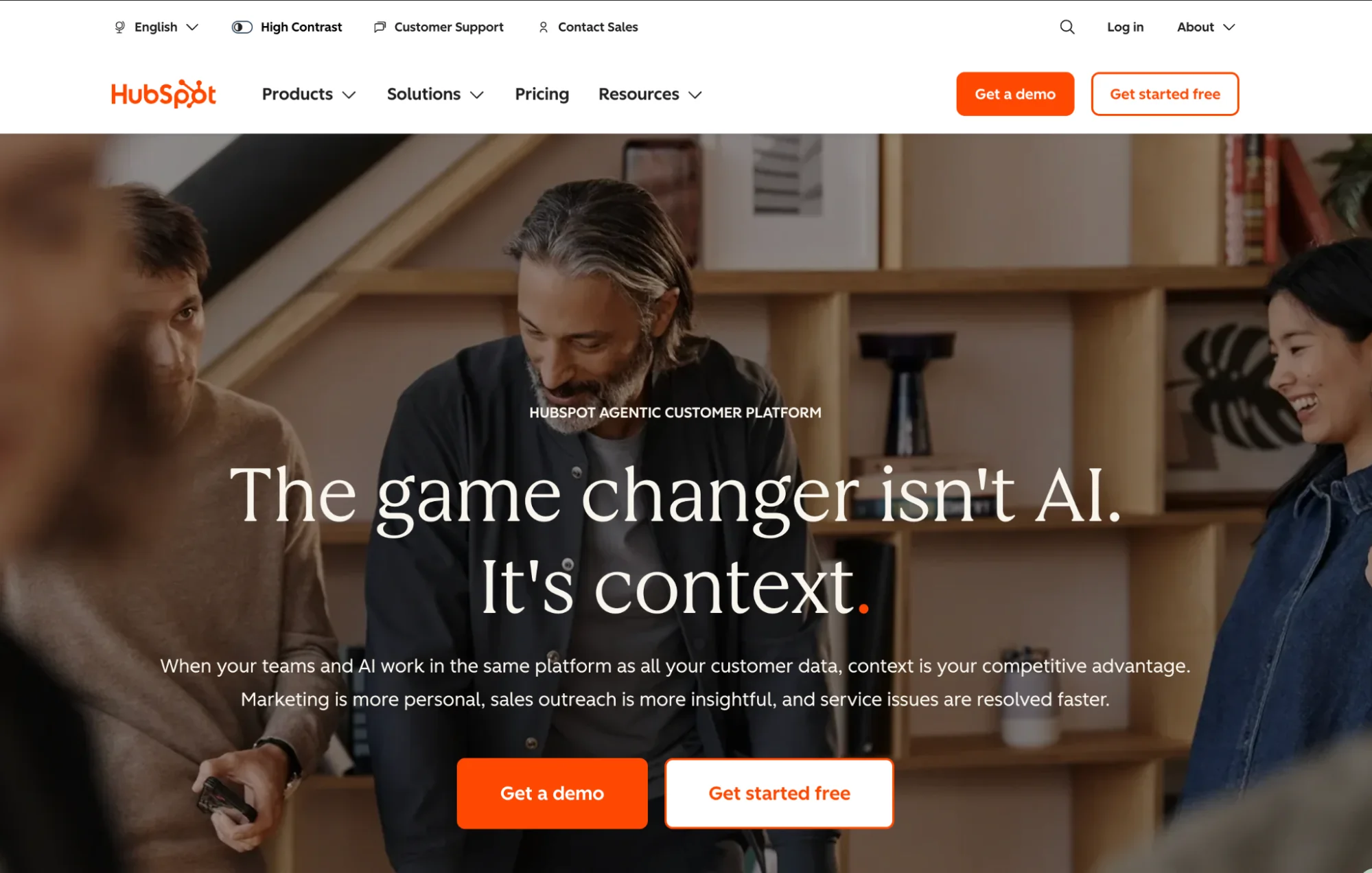 HubSpot homepage: all-in-one CRM and sales automation platform