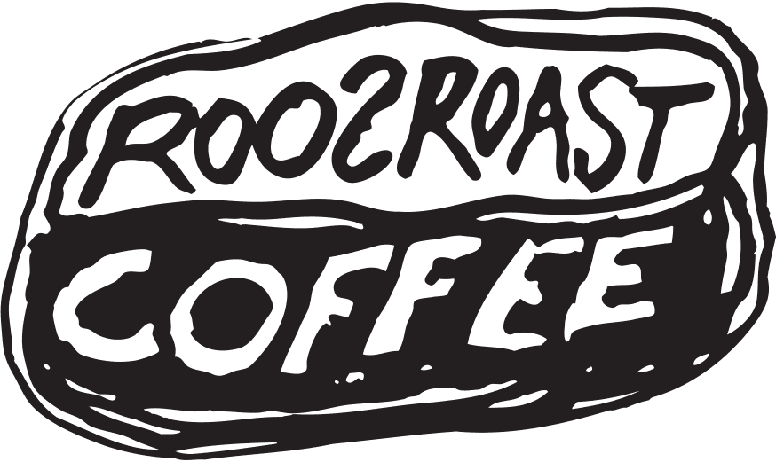 The RoosRoast bean-shaped logo