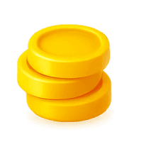 3D stack of three golden coins, representing digital currency, rewards, or financial savings.