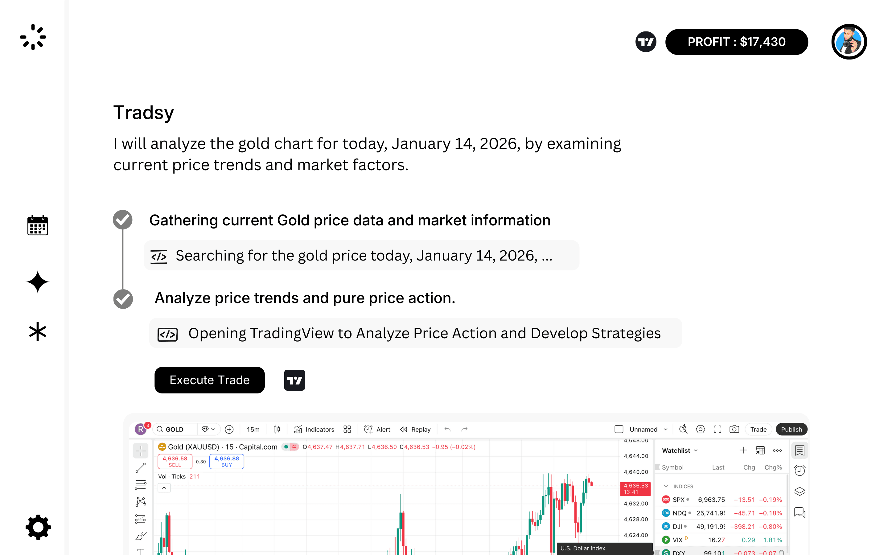 Tradsy GPT Dashboard ( Visiual Demo )