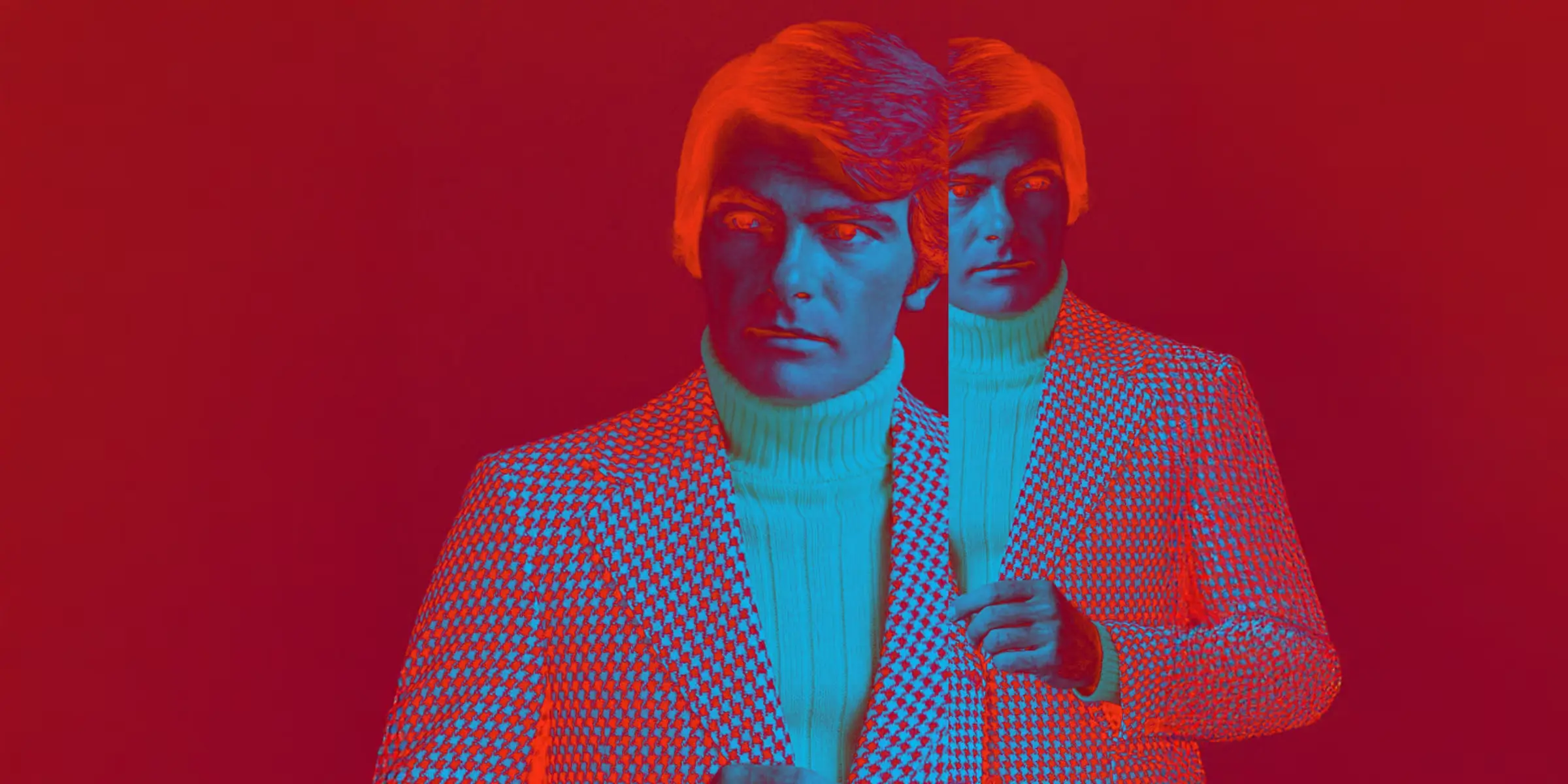 Stylised portrait split into contrasting colours, representing the tension between fragmented brand experiences and a unified brand identity.