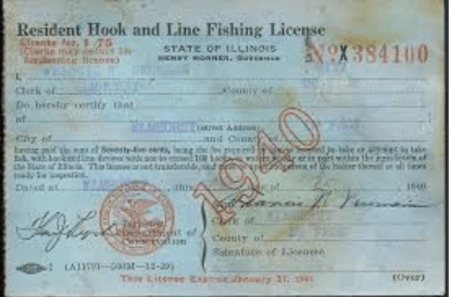 1940 Illinois Resident Fishing License ...