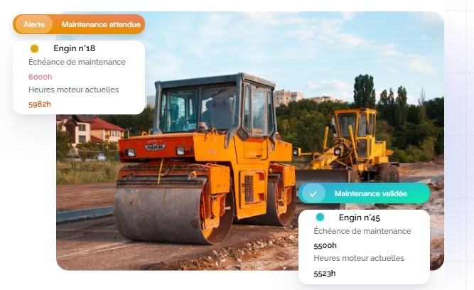 Camion de flotte équipé d'un boîtier télématique Fleeti remontant codes défaut OBD-II et heures moteur en temps réel