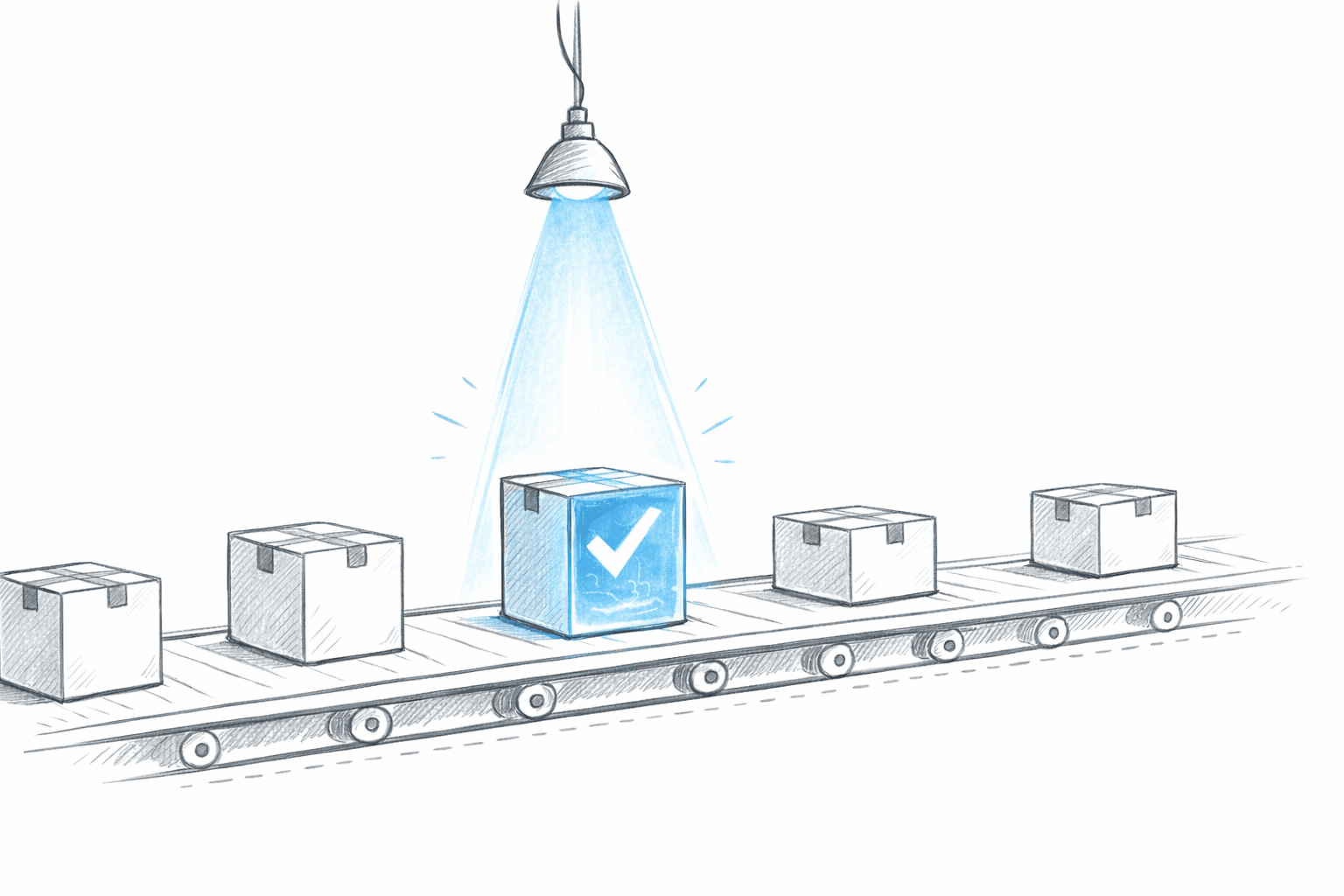 a light shining an x-ray through a box on a conveyor belt