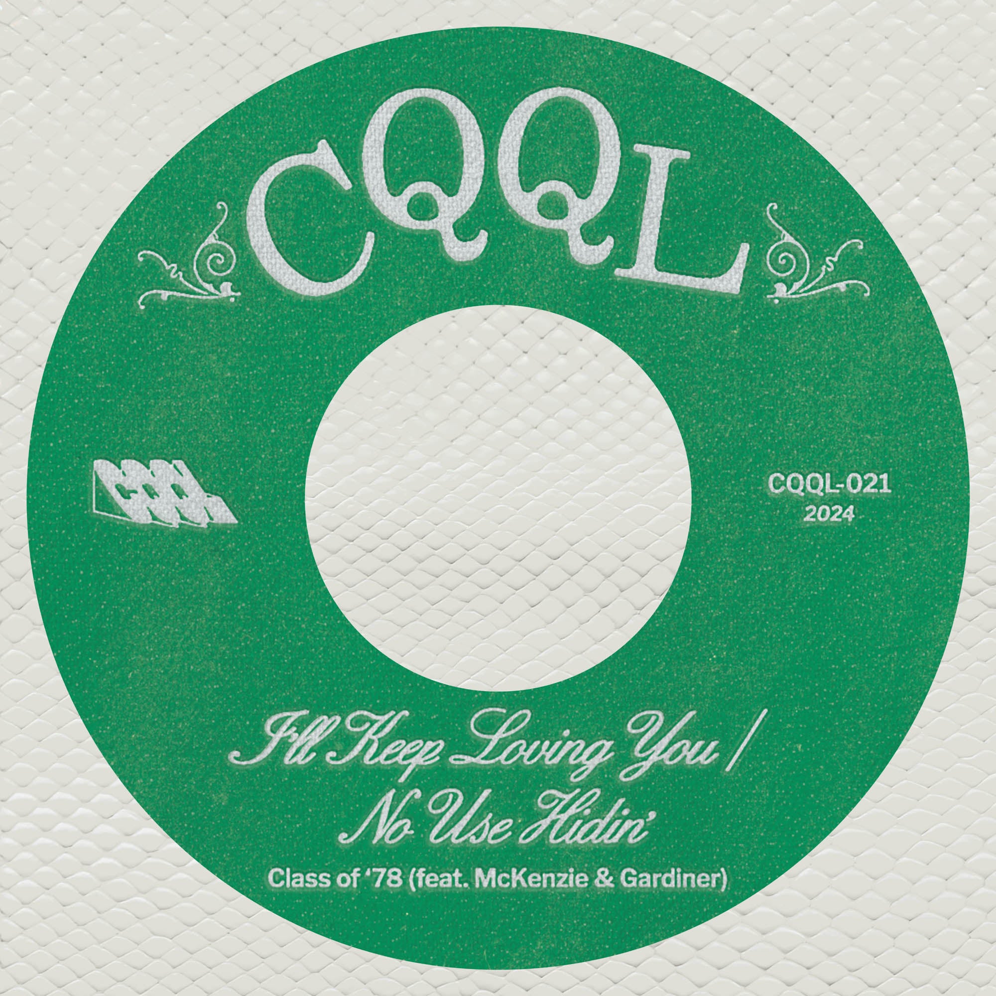 Green and white record label with 'CQQL' branding and song titles.
