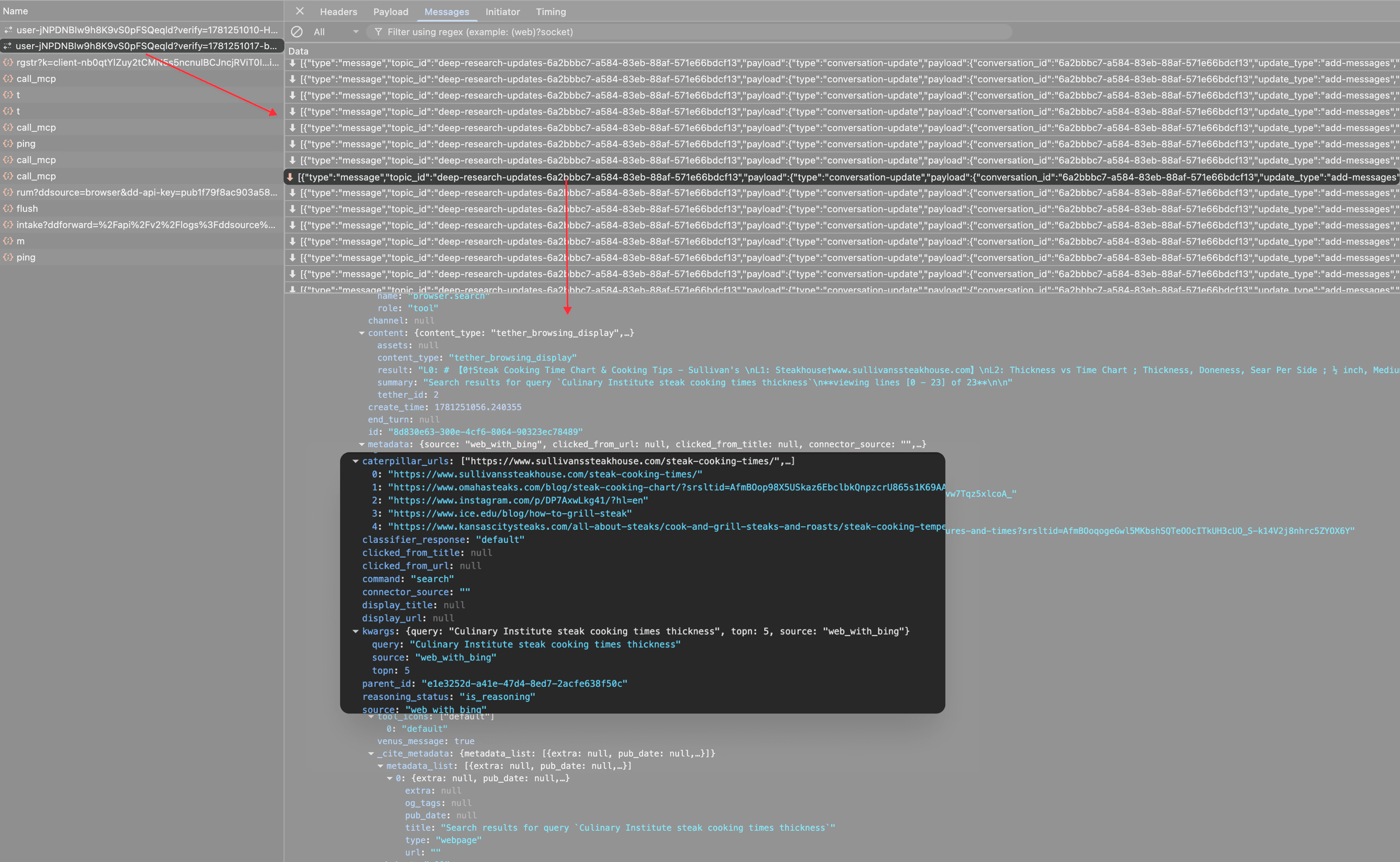 The query Deep Research generated (the QFO) and the ranked Bing SERP list it returned: exactly the data the agent sees. Source: Peec AI · Deep Research session logs.