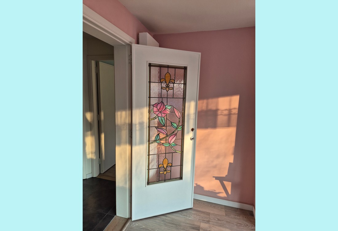 Nieuw loodglas voor een deur in Art-Nouveau stijl - Deurne- 