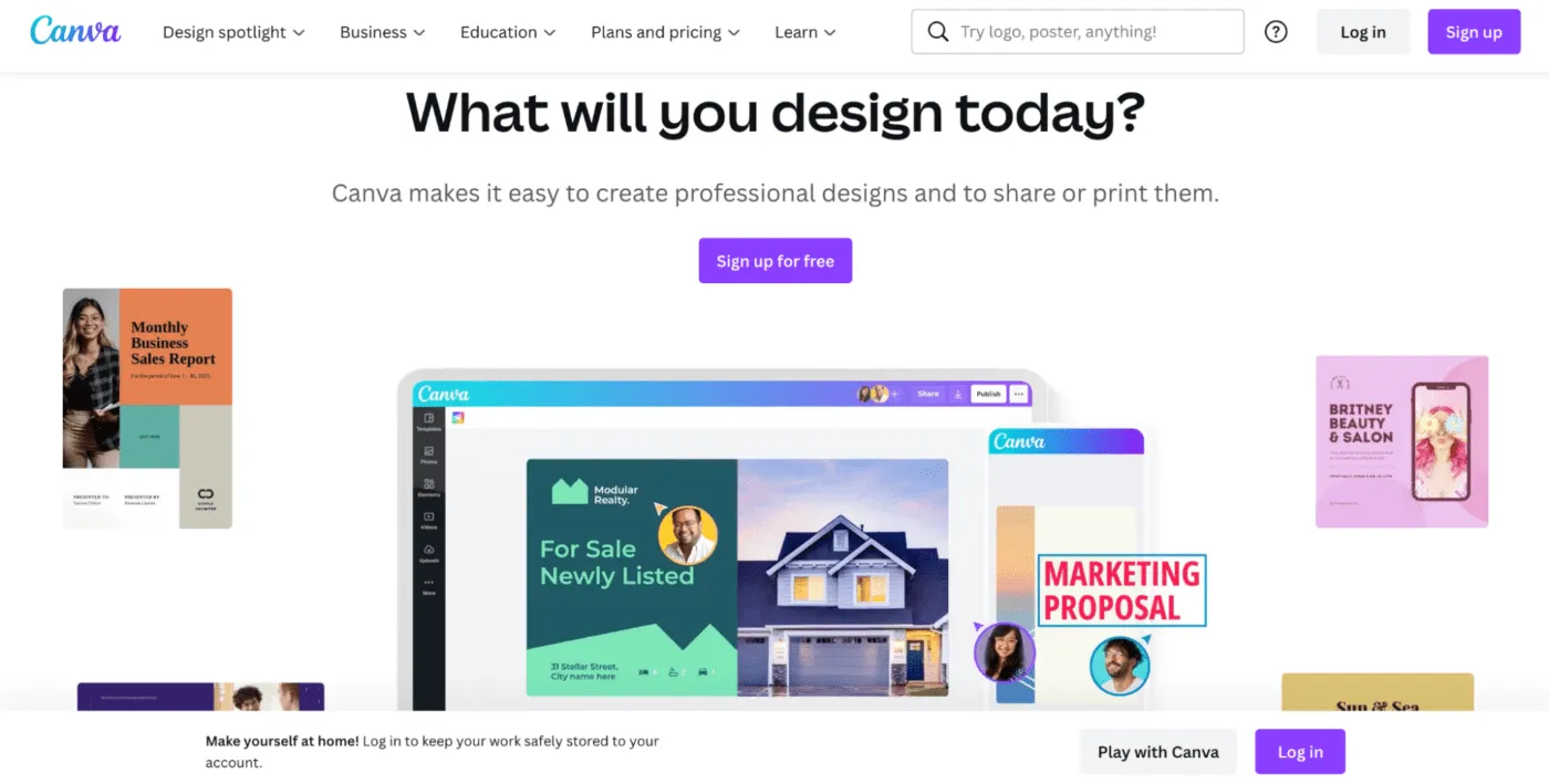 Canva flowchart maker with drag-and-drop design tools and visually appealing templates.