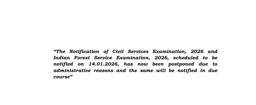UPSC Notification Postponed Notice 2026