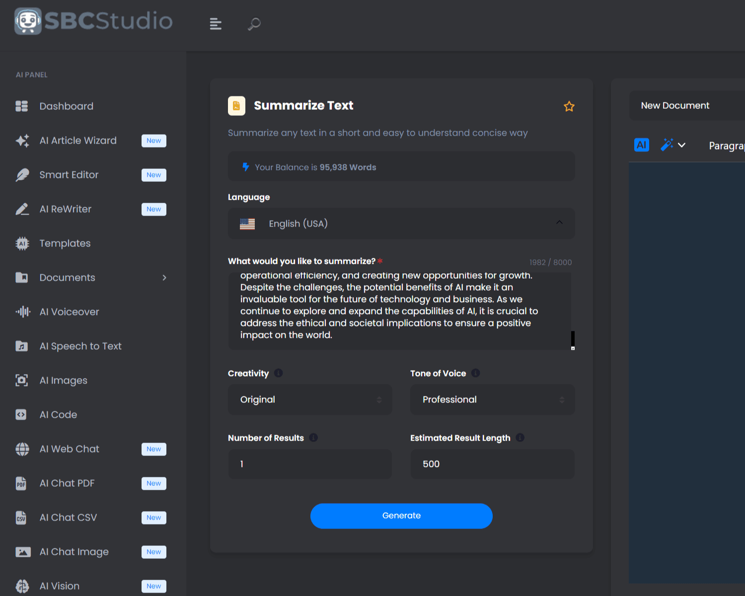 SBCStudio AI Template Details