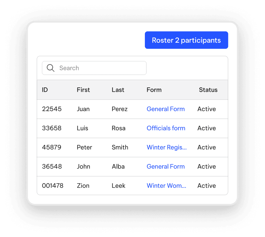 TeamLinkt's Basketball Registration Roster Participants Tool 