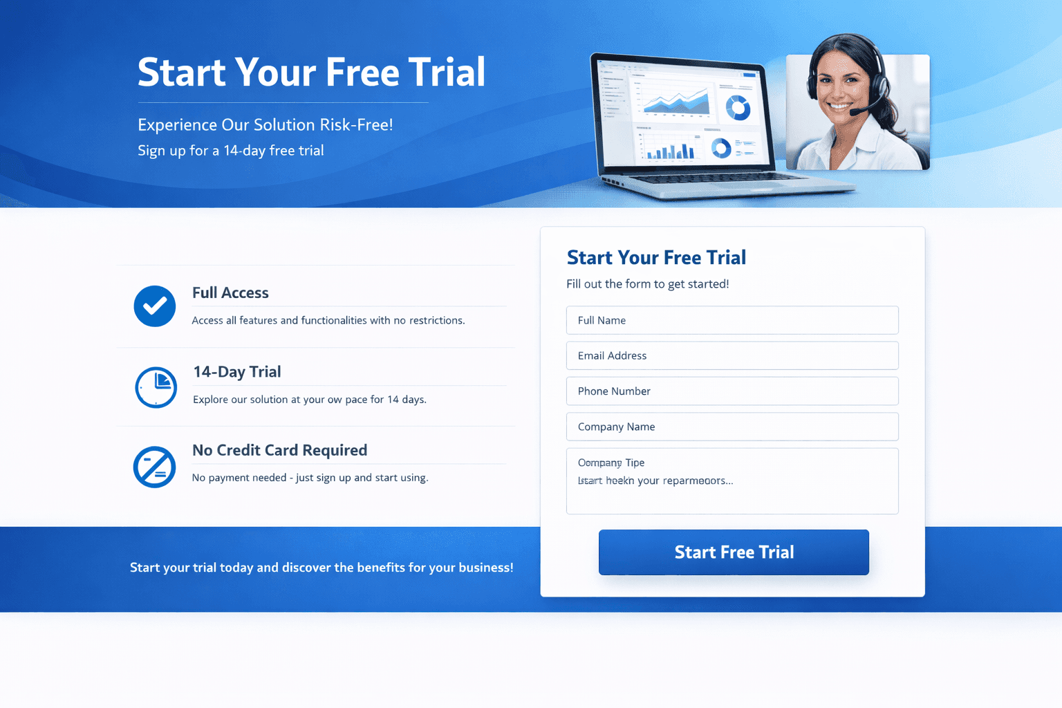 free trial page template