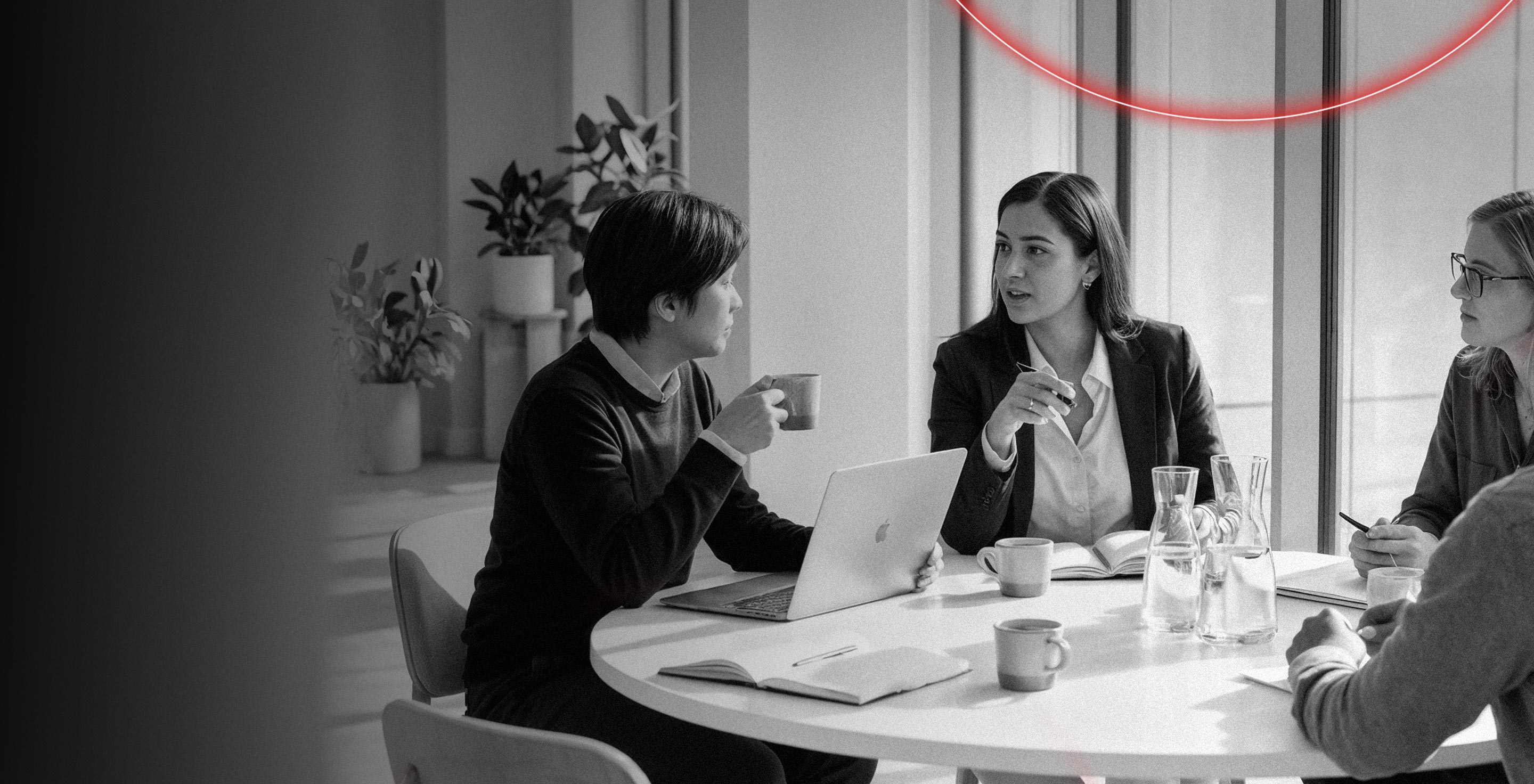 Group of people disussing asian and emerging marketing 