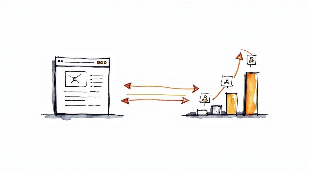 A graph showing business growth, representing the positive impact of good information architecture.