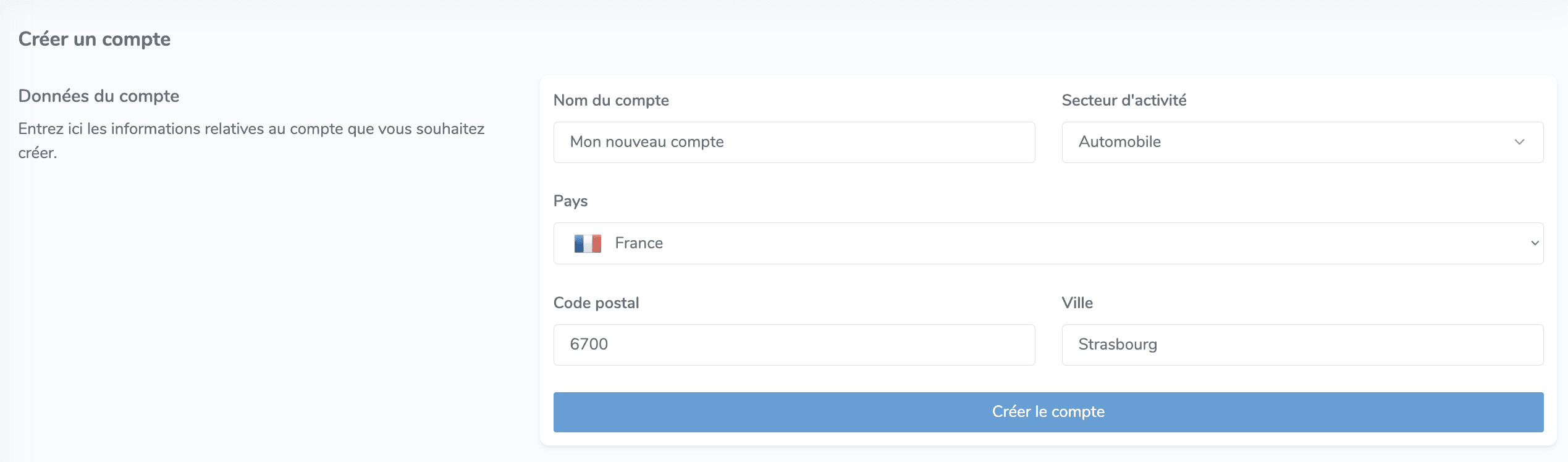 Formulaire de création de compte Magnétis